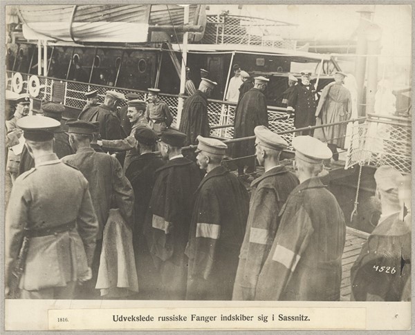1816. Udvekslede russiske Fanger indskiber sig i Sassnitz.