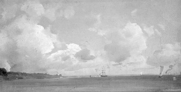 Øresund med skibe, ud for Espergærde