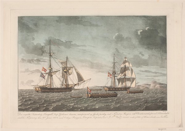 Den engelske kutterbrig Seagull efter kampen med briggen Lougen, 19. juni 1808