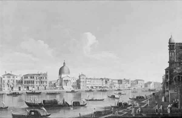 Canal Grande i Venedig med S. Simeone Piccolo