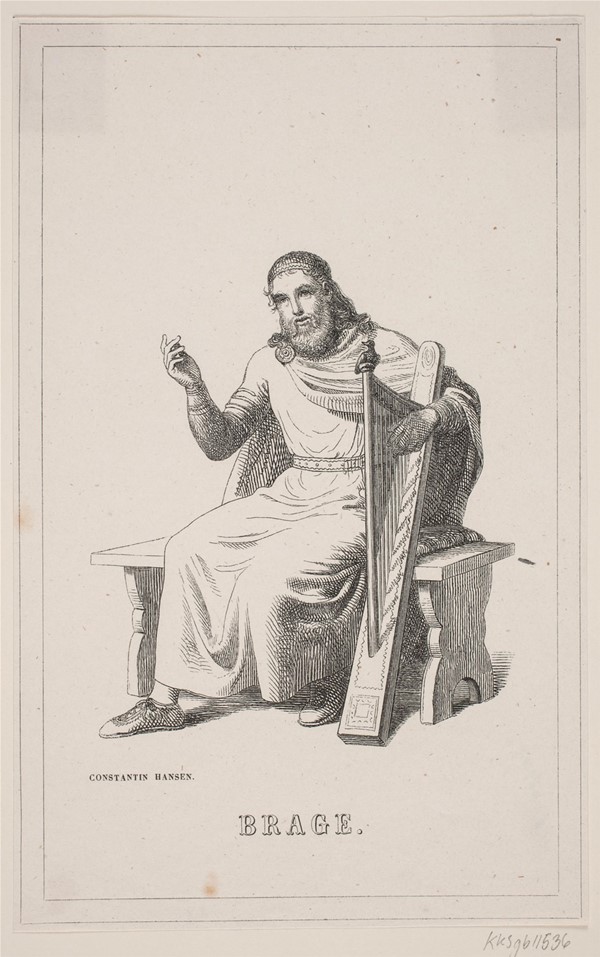 Brage. Illustration til Fabricius' Danmarks historie 1, 128.