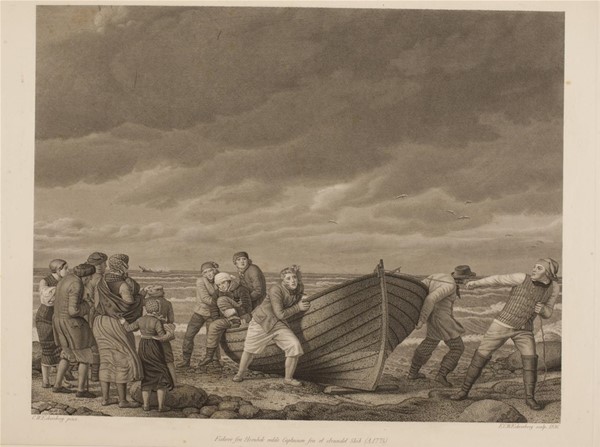 Fiskere fra Hornbek redde Captainen fra et strandet Skib (A.1775)